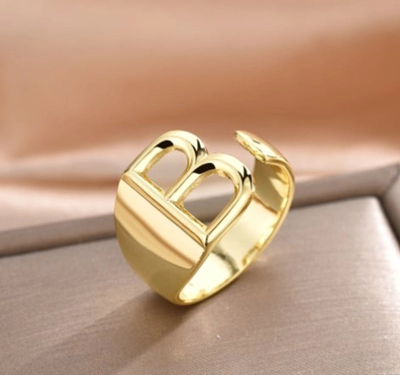 Modern Style Letter Copper Plating Open Ring