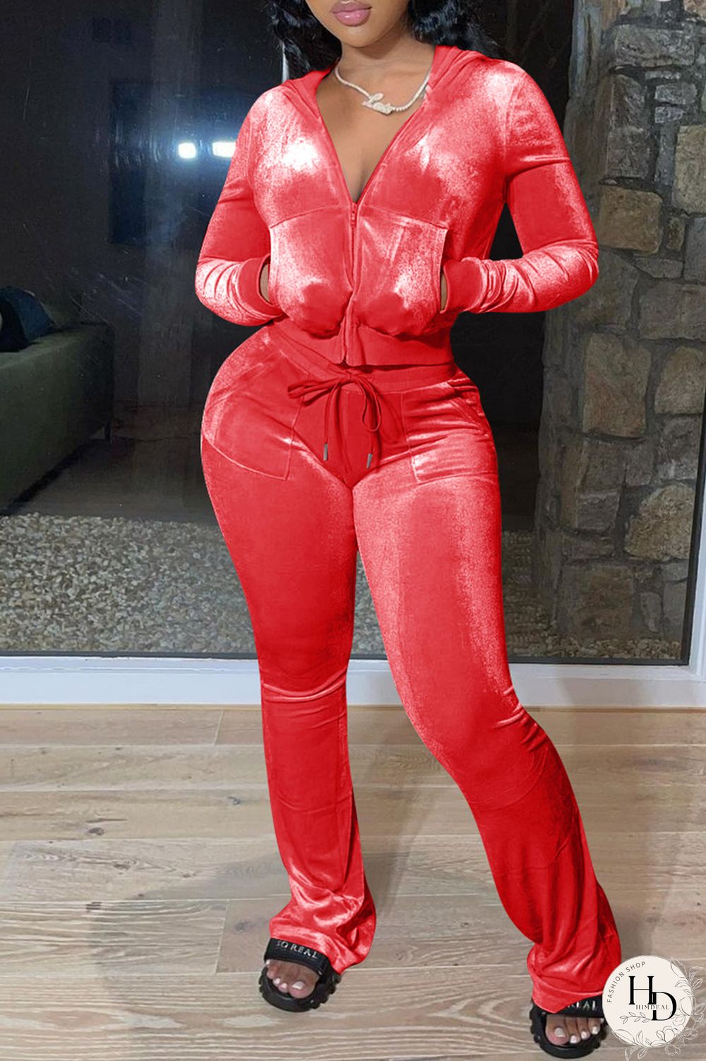 Royal Blue Fashion Casual Solid Patchwork Zipper Hooded Collar Long Sleeve Two Pieces