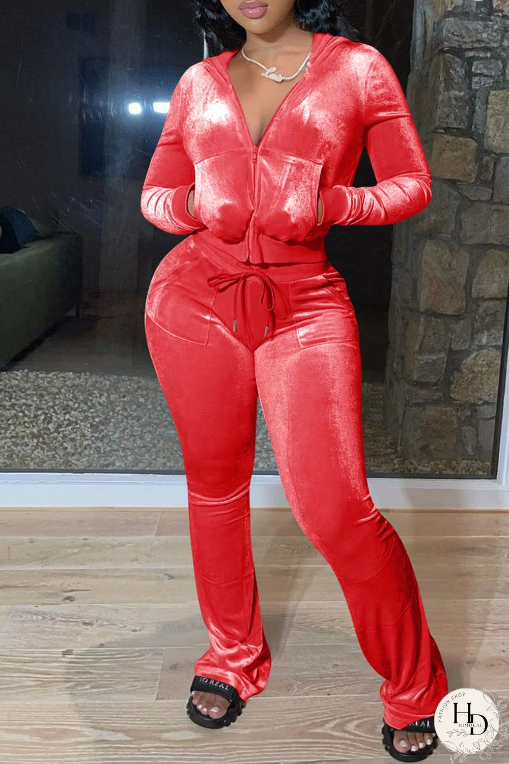 Royal Blue Fashion Casual Solid Patchwork Zipper Hooded Collar Long Sleeve Two Pieces