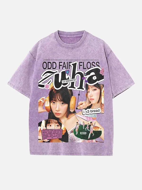 LE SSERAFIM uniform shirt KAZUHA Lサイズ LE SSERAFIM Kazuha Print Round Neck T-shirt