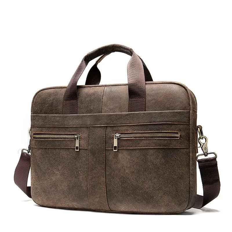 Mens Business Briefcase Vintage Leather Shoulder Bag