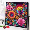 Diamond Painting-DIY Special Shaped Drill Sunflower & Rose Colorful with Frame(29x29cm)