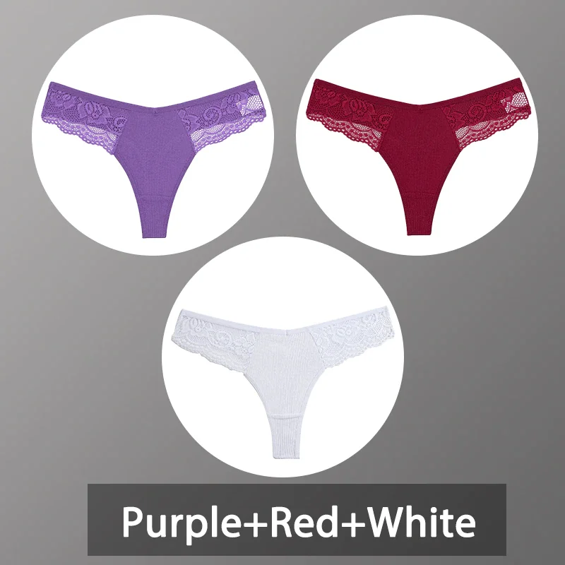 Billionm Women Cotton Panties Sexy Lace Underwear G-String Thong Perspective Hollow Out Lingerie Female Comfortable Low Waist Underpant