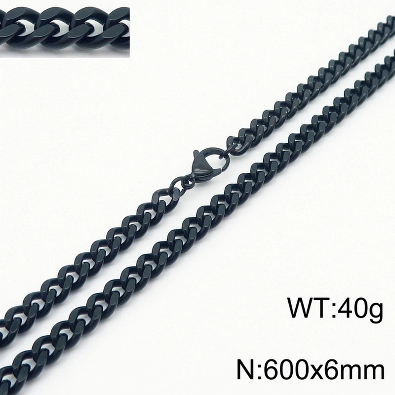 Fashion Simple Bracelet Stainless Steel Six-Sided Grinding Chain Choker Necklace