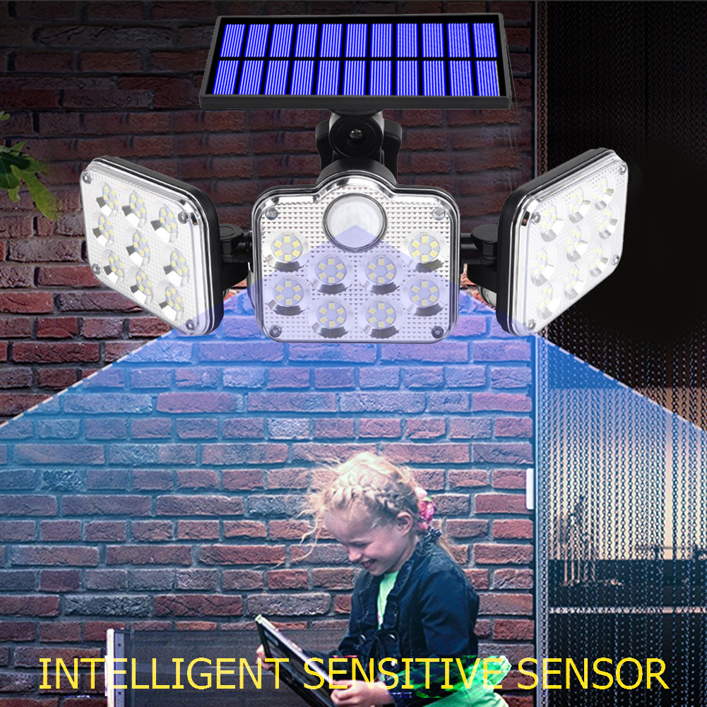 

145/122LEDs 3 Heads Light PIR Sensor Solar Outdoor Waterproof Wall Lamp, Jd-2858, 501 Original