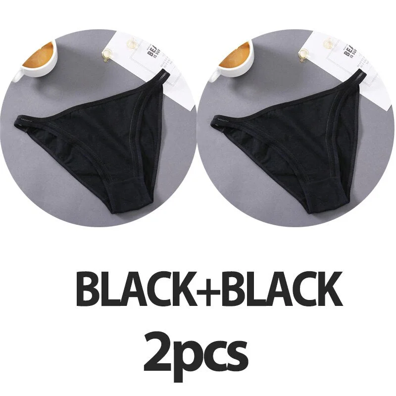 2PCS/Set Sexy Lingerie Women Panties Lace Underwear Female Underpants Cotton Briefs Low Waist Mesh Hollow Out Pantys Lingerie