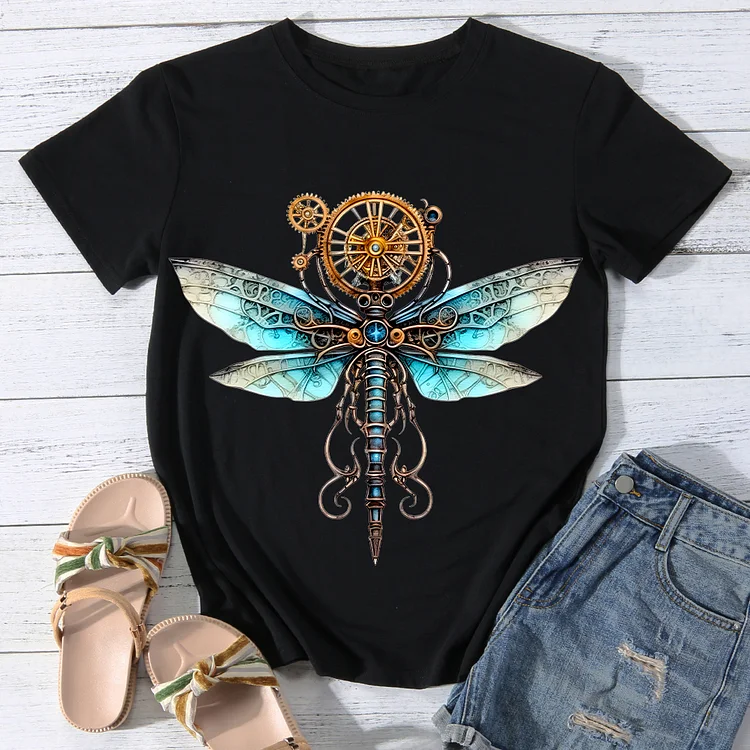 Automated Dragonfly Women Round Neck T-shirt - BSTCA0100