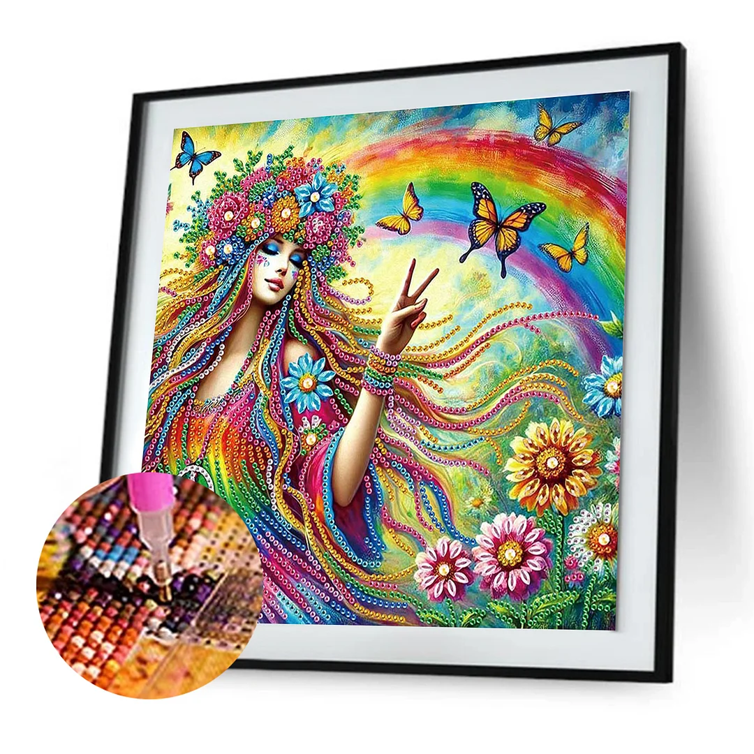 Diamond Painting - Partial Special Shaped Drill - Flower Hippie(Canvas|30x30cm)