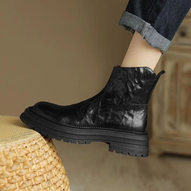 Colourp Colourp Bottom Martin Boots Women's Loose Cake Thin Boots 2024 New Fashion Autumn And Winter Waterproof Platform Thick Heel And Velvet Short Boots