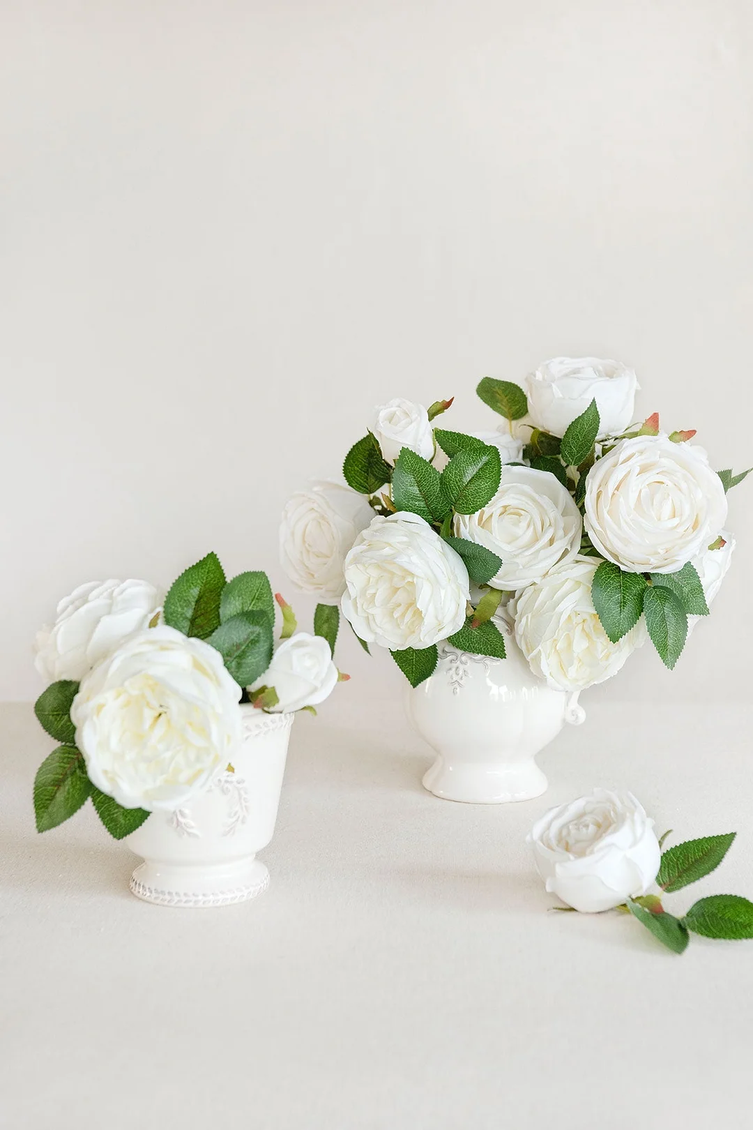 3.5" Silk Austin Rose & 3" Cabbage Rose with Stem - 3 Styles