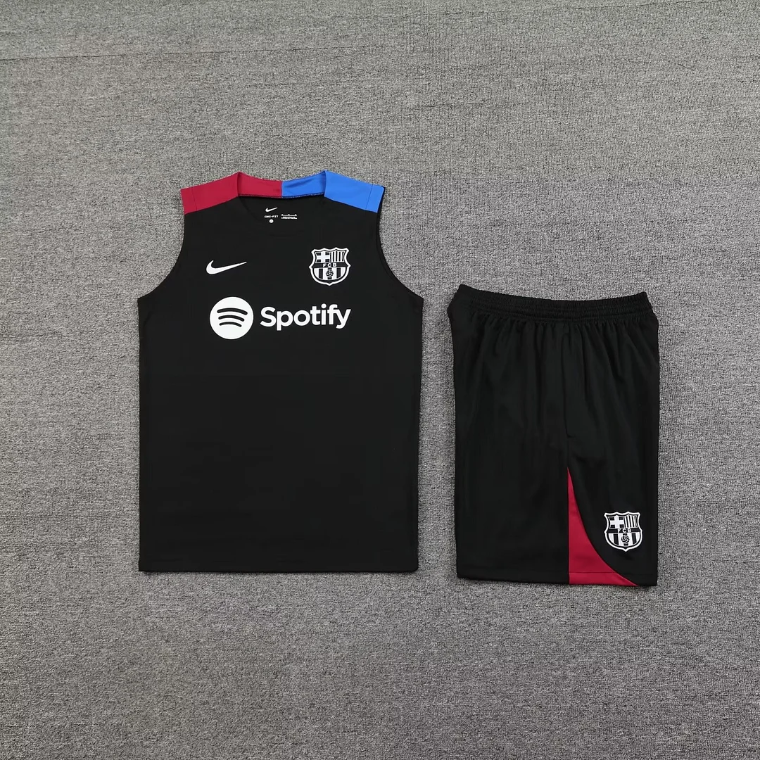 2024/2025 Barcelona pre-match training Black Jersey+Shorts 1:1 Thai Quality