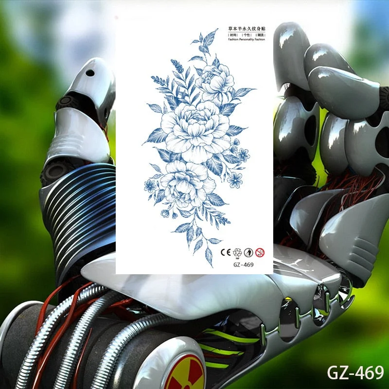 Temporary Waterproof Tattoos Stickers Creative Necklace Flower Juice Ink Lasting Girls Arm Neck Back Waist Buttocks Fake Tatoo