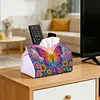 (24cm)Diamond Art Tissue Box Cover DIY PU Desktop Organizer Large(Butterfly)