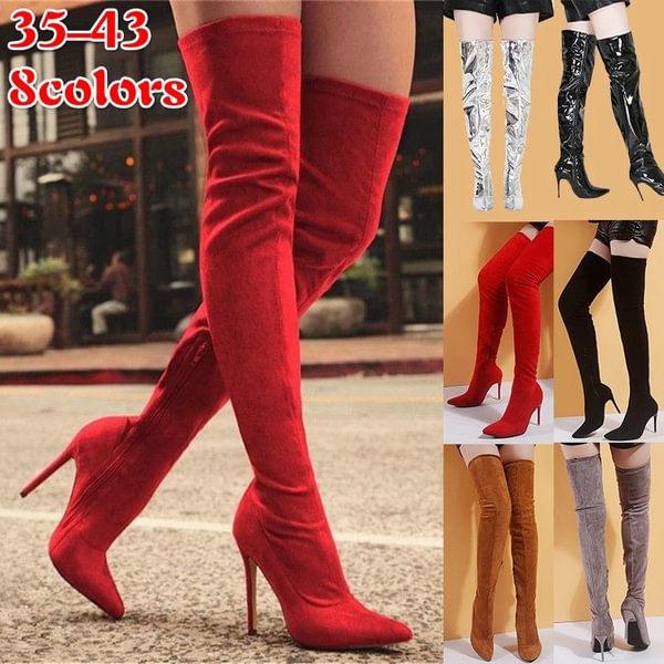 Women Fashion Thigh High Boots Over the Knee Boots Stretch Sexy Overknee High Heels Woman Shoes - Life is Beautiful for You - SheChoic