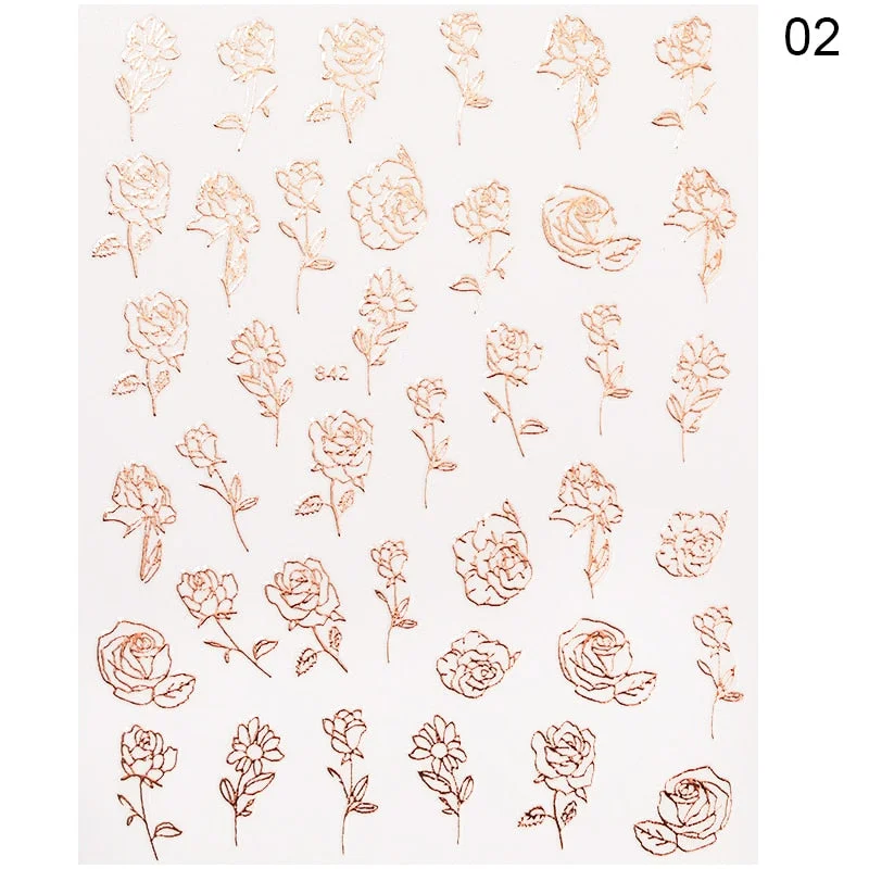 1 Sheet 3D Nail Stars Love Stickers Glitter Shiny Decoration Decal DIY Transfer Adhesive Colorful Nail Tips Tattoo Manicuring