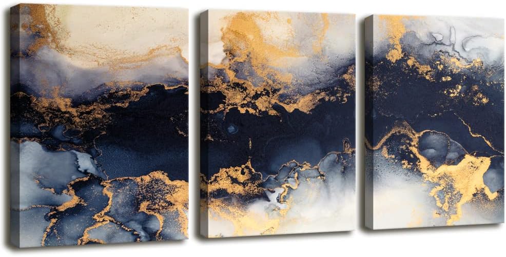 Set of 3 Abstract Wall Art for Living Room,Abstract Marble Canvas Wall Art,Alcohol Ink Print Bedroom Office Dining Room Kitchen Wall Decor,Modern Design Home Decor 12 inch x16 inch