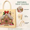 Christmas Diamond Painting Tote Bag Pearl Gem Gingerbread House Linen