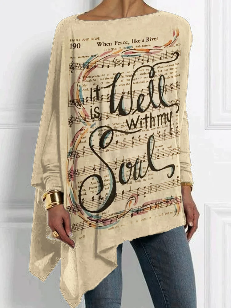 It Is Well With My Soul Sheet Music Bat Sleeve T Shirt