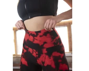 pornhint Pornhint Black Red Tie Dye Leggings