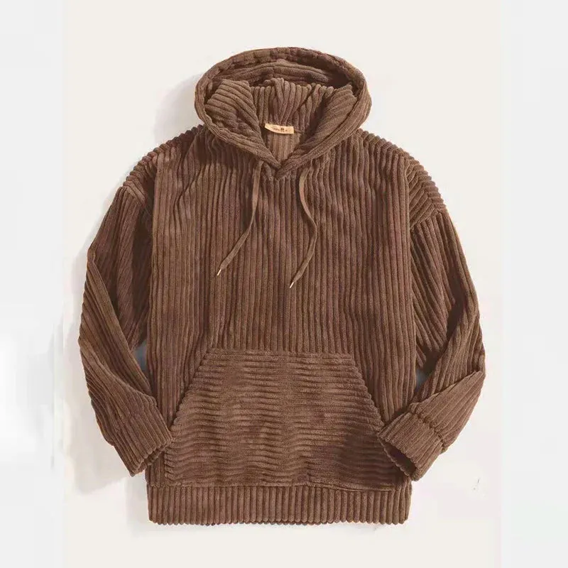 Men's Marcello Corduroy Hoodie &ndash; Soft Ribbed Smart-Casual Layer &ndash; Brown