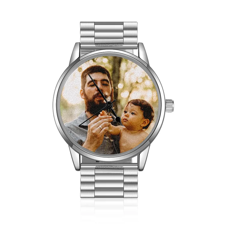 Kettenmachen Herren Personalisierte Foto & Text Armbanduhr - Vatertag Geschenk