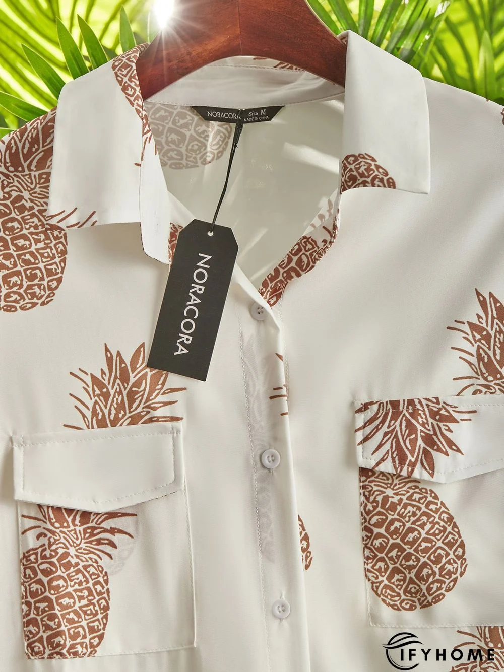 Casual Pineapple Shirt Collar Long Sleeve Blouse | IFYHOME