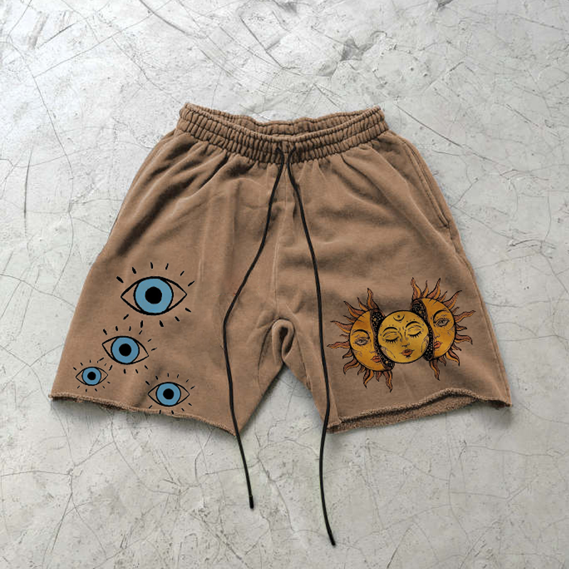 Street Wear Eyes Sun Sweat Shorts / [blueesa] /