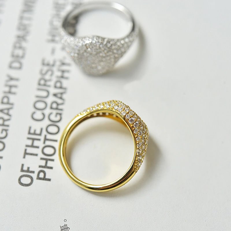 100% 925 Sterling Silver Sparkling Full Drill Square High Quality Simple Cool Rings For Women Sparkling Fine Jewelry Gifts