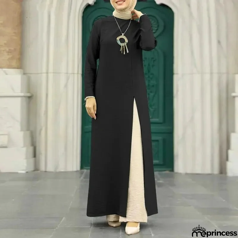 Women's Arabian Polyester Full Sleeve Solid Pattern Casual Abaya