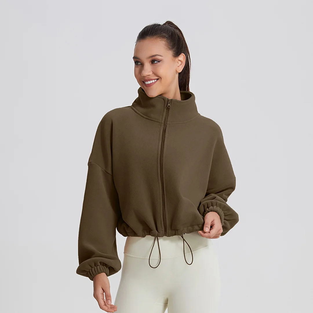 Padded loose stand-up collar casual sweatshirt