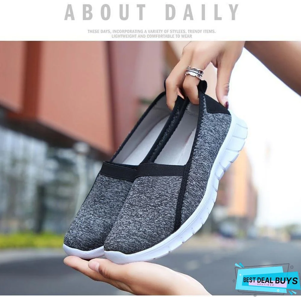 Women Slip On Loafers Plus Size Breathable Mesh Ballet Sneakers Flat Shoes