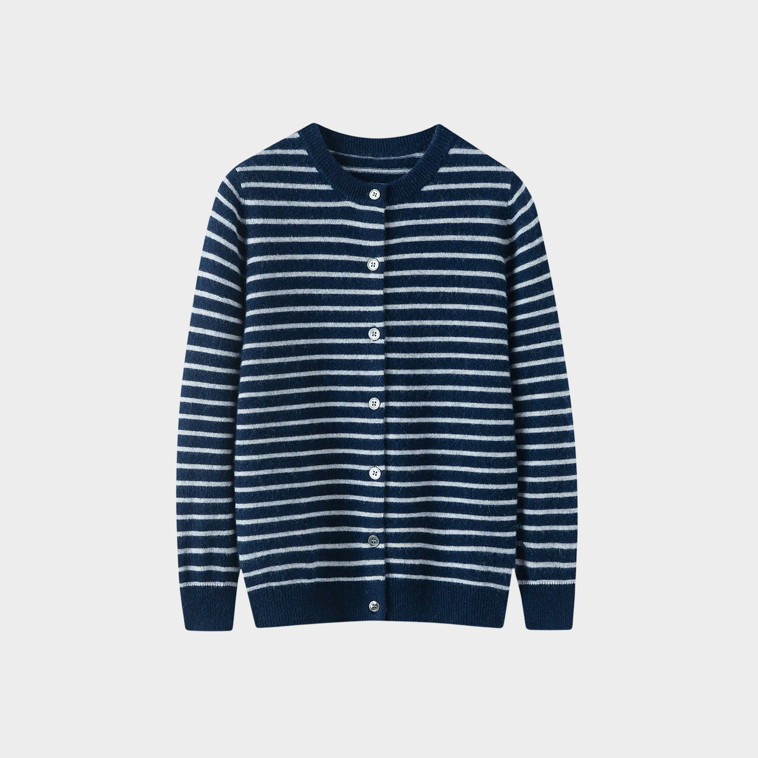Kid's Crew-Neck Striped Cashmere Cardigan REAL SILK LIFE