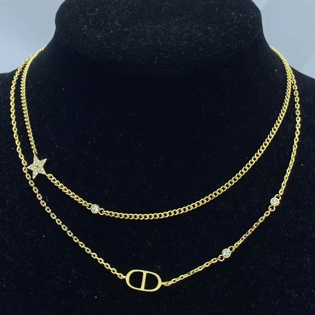 Dior CD Star Two Layers Stacked Necklace