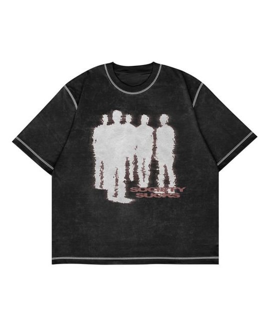 Trendy Street Print Round Neck T-shirt