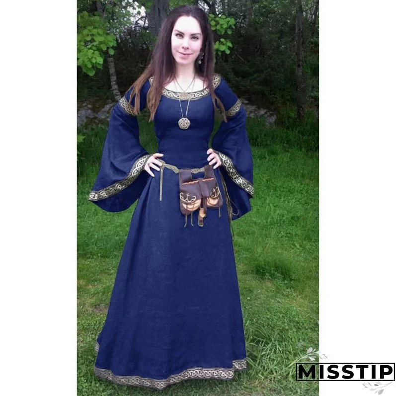 Women's Classic Medieval Long-sleeved Round Neck Dress Dresses