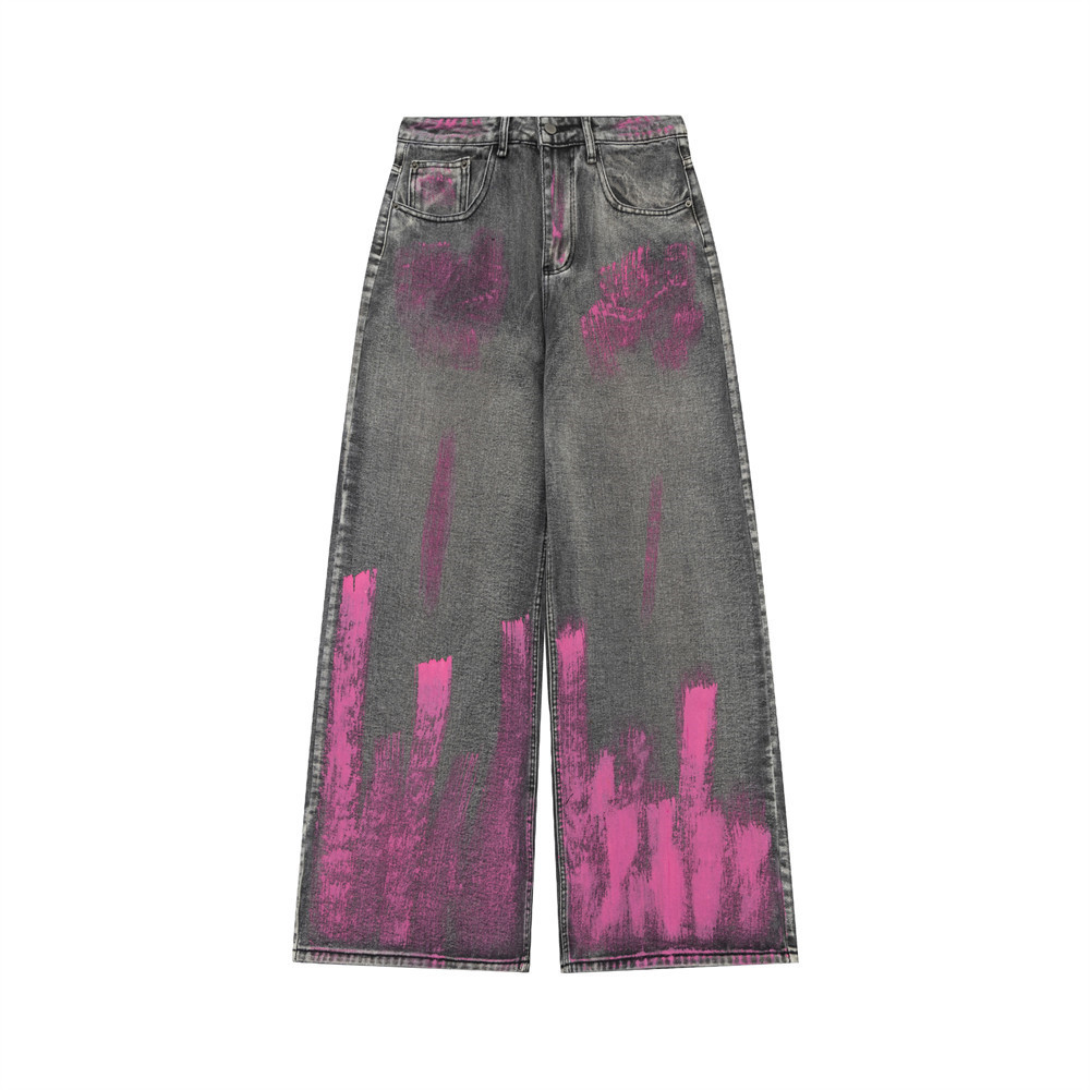 Sopula Men's Street Painted Inkjet Wide Leg Washed Jeans - SOPULA