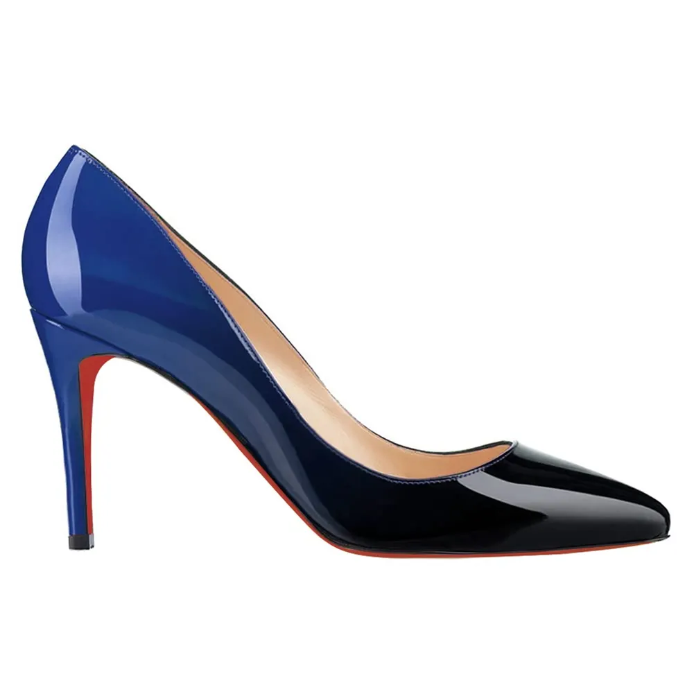 90mm Middle Heels Pointy Toe Red Soles Pumps-vocosishoes