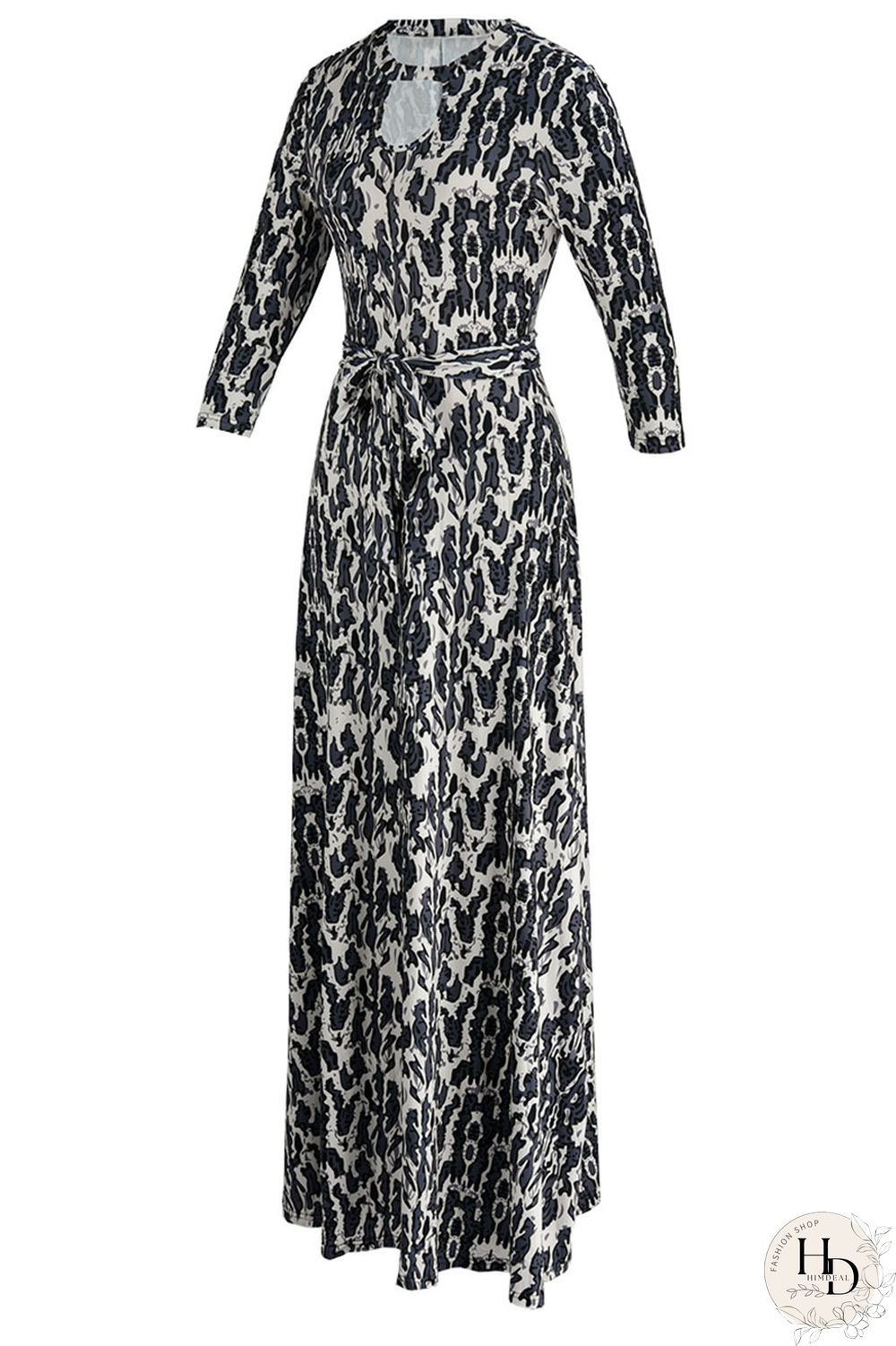 Black Red Casual Print Bandage Hollowed Out Patchwork O Neck Straight Dresses