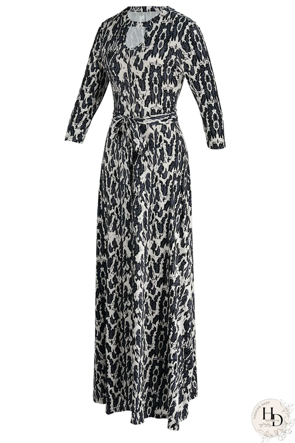 Black Red Casual Print Bandage Hollowed Out Patchwork O Neck Straight Dresses