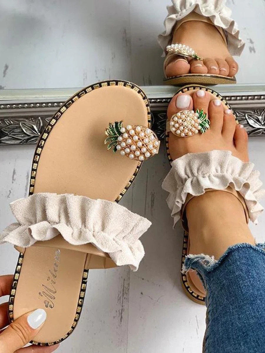 Pineapple Lace Embellished Sandals