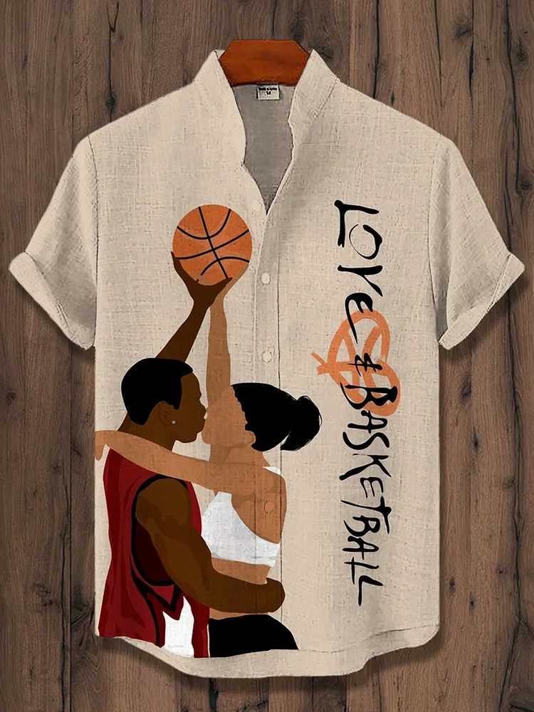 Men's Basketball Black Couple Print Shirt