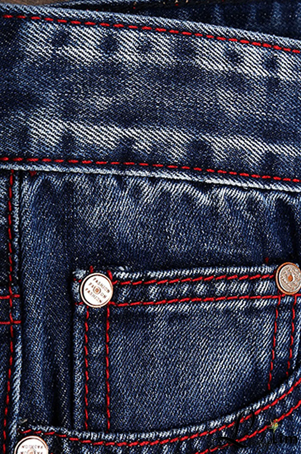 Blue Street Patchwork Tassel Ripped Make Old Bottoms