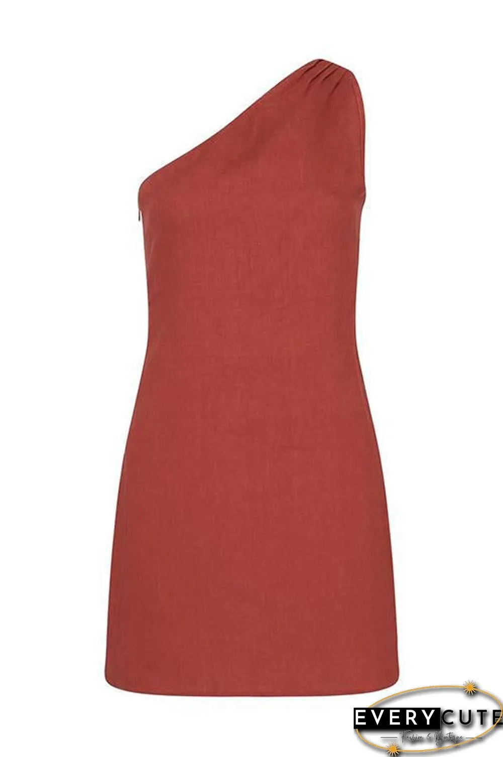 Minimalism One Shoulder Linen Mini Dress