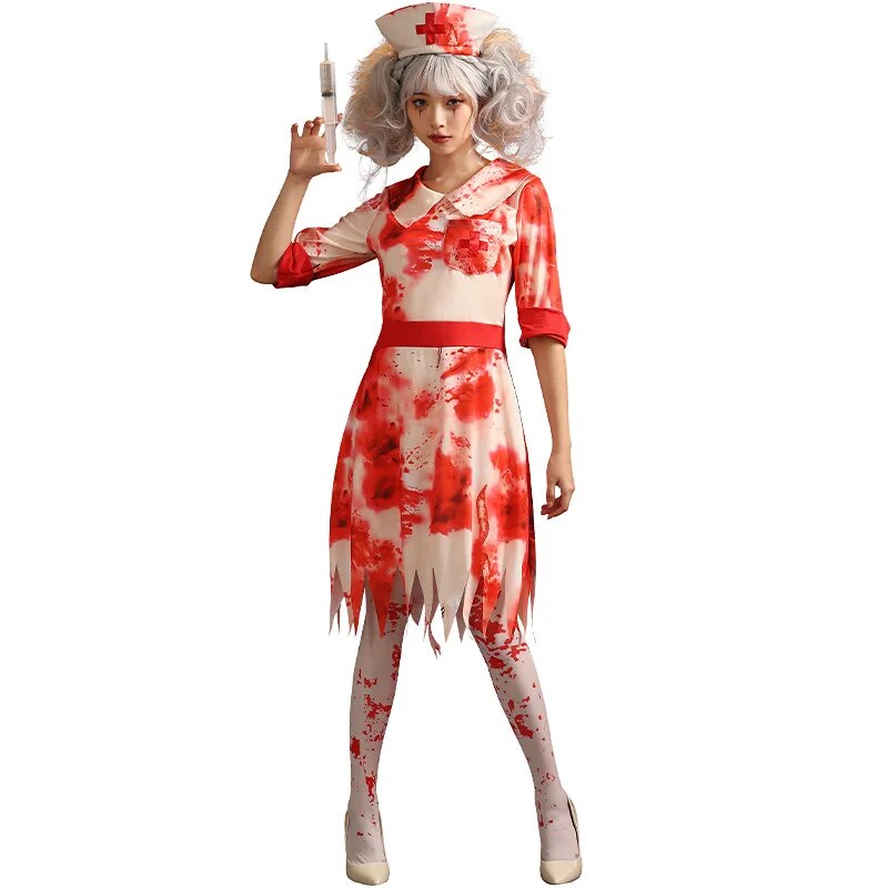 [Wetrose] Halloween Bloody Nurse Cosplay Costume Doctor For women kids kid set party carnival ripped