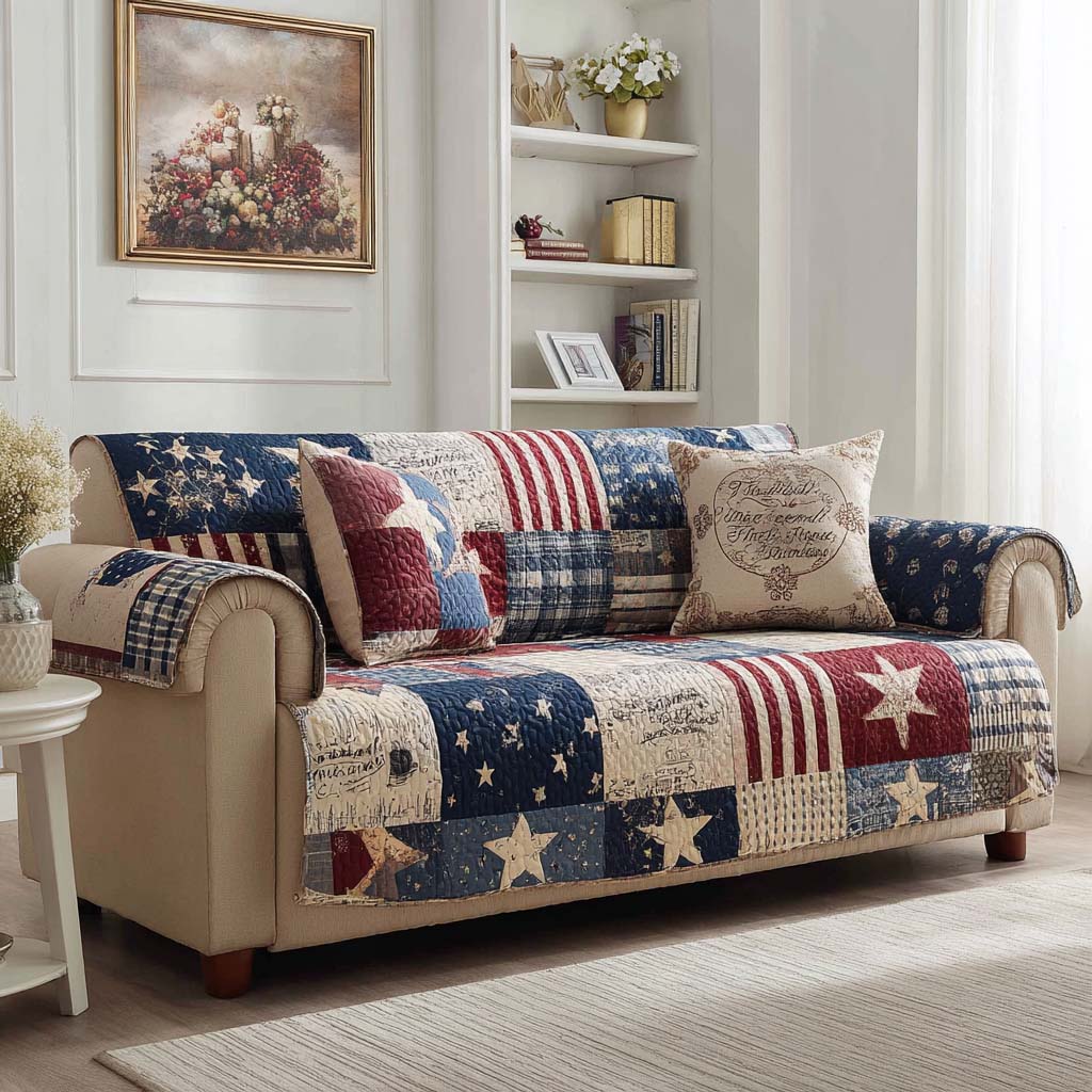 Americana Union Quilted Sofa Cover NCU0XD2279 everthome
