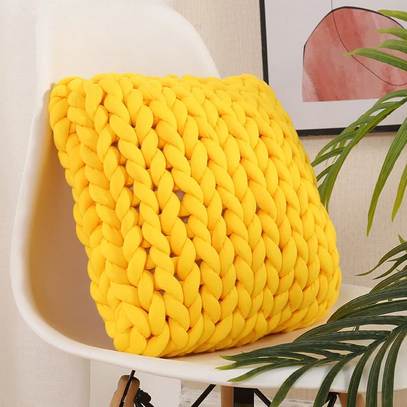 Square Chunky Wool Pillow Handmade Knitting Cushions INS Nordic Braided Cushion For Kids Room Decoration Sofa Bed Throw Pillows