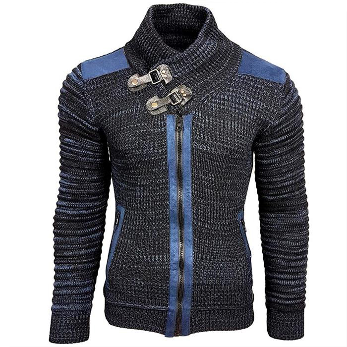 Men's Retro Stitching Stand Collar Sweater Cardigan  allen00（CN）👌🏻allen00（CN）allen00（CN）allen00（CN）22👌🏻