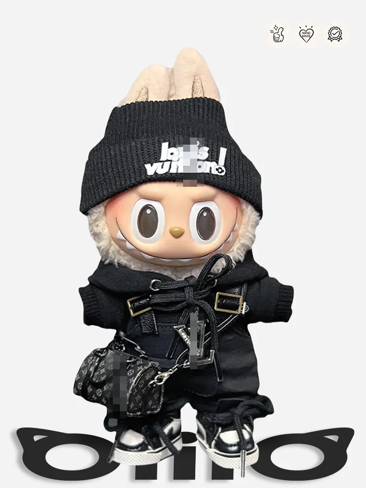 LABUBU Clothes LV Black Chic Overalls Outfit