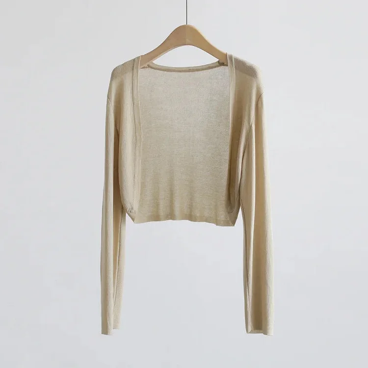 ✨Sun knit Cardigan Women's thin ice silk Coat shawl air-conditioned shirt with slip skirt