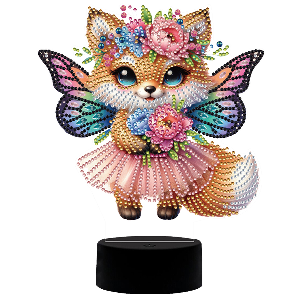 Butterfly Fox Diamond Painting Night Light Diamond Art Lamp Home Decoration